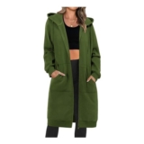 RITOSTA Womens Zip Longline Hoodie Fleece Sweatshirt Green XL