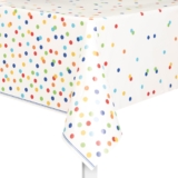 Rainbow Polka Dots Rectangular Plastic Table Cover (137cm x 213cm) 1 Piece – Vibrant & Durable Tablecloth for Parties and Events, 84 x 54