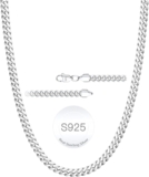 Rajputana S925 Sterling Silver 4mm/8mm Thick Cuban Chain for Men Sturdy Mens Silver Gold Chain Hypoallergenic Curb Chain Necklace Jewelry for Him 16/18/20/22/24/26/28 Inch