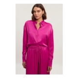 Raspberry Viscose Satin Oversized Woven Shirt