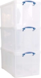 Really Useful Plastic Storage Box 84L, Clear – Pack of 3