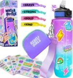 Rebel Girls Decorate Your Own Water Bottles Girl Craft Kit Water Bottle for Kids with Motivational Stickers & More, Birthday Gift for 7 Year Old Kid, Most Popular Arts & Crafts for Ages 6 8 9 10
