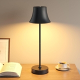 Rechargeable Table Lamp, Cordless Battery Operated Touch USB Table Lamp, 3-Level Dimmable Brightness, IP54 Waterproof, Full Metal Housing, Dual Battery Power, Black Energy Class A