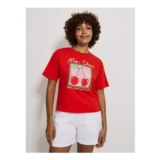 Red Embroidered Mon Cheri Paris Cherry T-Shirt