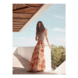 Red/Cream Print Lightweight Maxi Skirt