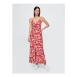 Red/White Floral Tie-Back Maxi Slip Dress