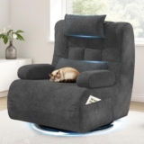 Relaxation Armchair for Living Room,360Swivel Armchair with Headrest,Customised Backrest Pillow,Padded Cushion,Side Pockets Comfy Lounge Accent Sofachair for Bedroom,Home Theater (Dark Grey)