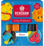 Renshaw Neon Colours, Just Roll With It Fondant Icing Multipack, 5 x 100 g (Pack of 1) – Vegan Friendly