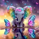 Reofrey DIY Diamond Art Kits for Adults Elephant, Animals Full Drill Round Rhinestone Diamond Painting Kits for Adults, Cross Stitch Embroidery Canvas for Crafts Home Wall Decor 30x30cm