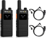 Retevis B63S Walkie Talkie Rechargeable, PMR446 15 mm Slim 2 Way Radio, New Version of RT622P (3.0), USB C, LCD Screen, VOX, 103g Handheld Professional Walkie-Talkie for Camping Family (2 Pcs, Black)