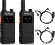 Retevis B63S Walkie Talkie Rechargeable, PMR446 15 mm Slim 2 Way Radio, New Version of RT622P (3.0), USB C, LCD Screen, VOX, 103g Handheld Professional Walkie-Talkie for Camping Family (2 Pcs, Black)