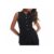 Ribbed Longline Button through v Neck Waistcoat Top in Black (Sizes XS,S,M Only