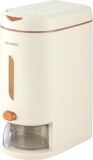 Rice Dispenser with Measuring Cup, 10kg Large Capacity Grain Storage Container, Airtight Cereal Dispenser with Button Control, Clear Window, Perfect for Kitchen, Beans, Oats and More (Off-white)