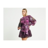 River Island River Island Womens Mini Dress Petite Purple 3D Floral Belted