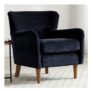 Roberta Navy Chenille Wingback Armchair with Walnut Legs
