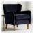 Roberta Navy Chenille Wingback Armchair with Walnut Legs