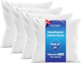 Rohi Set of 4 Hypoallergenic Cushion pads 45cm x 45cm – White polyster square Cushions – Standard stuffer pack of Cushion inserts 45cm x 45cm (Pack of 4 18×18)