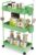 Ronlap Slim Storage Trolley, 3 Tier Rolling Cart Storage Organizer, Utility Rolling Cart with Handle Hanging Cups Dividers for Office Bathroom Kitchen Laundry Room Narrow Places, Green