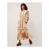 Rosaleigh Long Sleeve Floral Maxi Dress Cream
