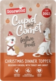 Rosewood Cupid & Comet Christmas Dinner Topper for Dogs – Made with Real Meat, Delicious Chicken, Turkey and Carrot Dog Treat Meal Topper, Low-Fat Recipe, for Small, Medium, Large Dogs (85g)