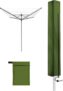 Rotary Washing Line Cover Waterproof Heavy Duty Outdoor Rotary Dryer Cover with Zip, UV Resistant Weather Resistant Protection for Laundry Airer (165x16x16cm) – Green