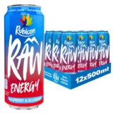 Rubicon RAW 12 Pack Raspberry & Blueberry 500ml Energy Drink, 20% Real Fruit Juice, High caffeine with B-Vitamins – (S&S £8.95)
