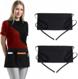 RuiChy 2Pack Black Waist Apron with 3 Pockets, Short Half Waitress Aprons for Waiter Chef Women Men Restaurant Work Cooking Baking 3060cm