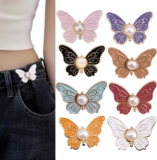 RuiChy 8PCS Pants Clips to Tighten Waist Adjustable Metal Butterfly Waist Tightener for Jeans/Skirts Reusable Trousers Tightening Clips with Plastic Case No Sewing Sweaters Clothing Accessories