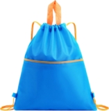 RuiChy Drawstring Gym Bag with Handle, Waterproof Oxford Cloth Sports Swim Bag with Zipper Front Pocket, Multipurpose Drawstring Backpack for School Travel Shopping Swimming Fitness Yoga Beach