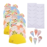 RuiChy Folding Flower Bouquet Greeting Cards, 12-Pack with White Envelopes