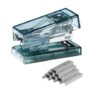 RuiChy Mini Transparent Stapler with 1000 Staples, 12-Sheet Capacity, Blue