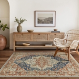 Runner Rugs for Hallway 80x150cm, Non-Slip Extra Long Washable Runner Rugs Soft Low Pile, Modern Vintage Rug Carpet Runners for Entryway Kitchen Bedside Laundry Room,Rouge Navy