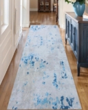 Runner Rugs for Hallway, Non-Slip Washable Runner Rug, Soft Faux Cashmere Carpet Runner for Hallway, Entryway, Kitchen, Laundry Room (BlueGrey, 65 180cm)