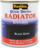 Rustins Quick Drying Radiator Enamel Satin, 250ml, Black