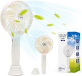 SA Products Handheld Fan with 3 Speeds 3000 mAh USB Rechargeable Portable Mini Fan with Stand Desk & Handheld Use White