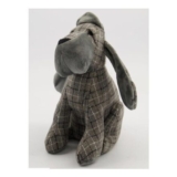 SIL INTERIORS Grey Grid Check Dog Doorstop 25x12cm
