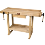 SIP Beech Workbench 1320 x 610 x 865mm with Drawer, Shelf & 2 Vices for Workshop & DIY