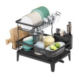 SONGMICS 2-Tier Dish Drying Rack with Rotatable Spout