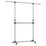 SONGMICS Adjustable Garment Rack Clothes Hanging Rail Stand with Middle Rail – Stainless Steel Clad Pipe LLR41L Blue