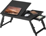 SONGMICS Bed Laptop Table, Bed Desk with Adjustable Angle and Height, Foldable Stand for Laptop up to 15.6