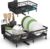 SONGMICS Dish Drainer Rack, Large Extendable Draining Board Rack for Small Spaces, 360 Rotating Extendable Spout, Kitchen Sink Drainer, Steel, 46.5 x 29.6 x 14 cm, Ink Black KCS556BH01
