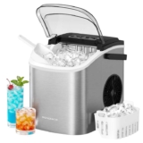 SONGMICS Ice Maker Countertop, Ice Cube Machine with Self Cleaning, 6 Minutes 9 Cubes in 2 Sizes, 12 kg in 24 h (Black £56.99)