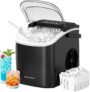 SONGMICS Ice Maker Countertop, Ice Cube Machine with Self Cleaning, 6 Minutes 9 Cubes in 2 Sizes, 12 kg in 24 h, Portable for Kitchen Home Office Dorm Party Camping, Ink Black XZB001B1UK