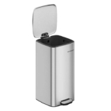 SONGMICS Kitchen Bin, 8-Gallon (30 L) Trash Bin, Stainless Steel Pedal Bin, with Inner Bucket, Soft Close and Stays Open