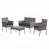 SONGMICS Patio Conversation Set, 4-Piece Rattan Lounge Furniture with Table and Chairs – Members Price Free To Join – With Code
