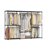 SONGMICS Portable Closet Wardrobe, 5 Hanging Rods, Black, 205x43x166cm, RYG035B01