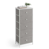 SONGMICS Tall & Slim Chest of Drawers, Dove Grey and Cream White LTS315G01