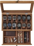 SONGMICS Watch Box with 12 Slots & Large Glass Lid SONGMICS HOME UK / FBA