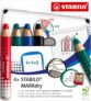 STABILO MARKdry – Whiteboard and Flipchart Marker Pencil – Pack of 4 – Assorted Colours with Sharpener and Wiping Cloth