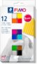 STAEDTLER 8023 C12-1 FIMO Soft Oven Hardening Polymer Modelling Clay – Basic Assorted Colours (Pack of 12 x 25g Blocks)